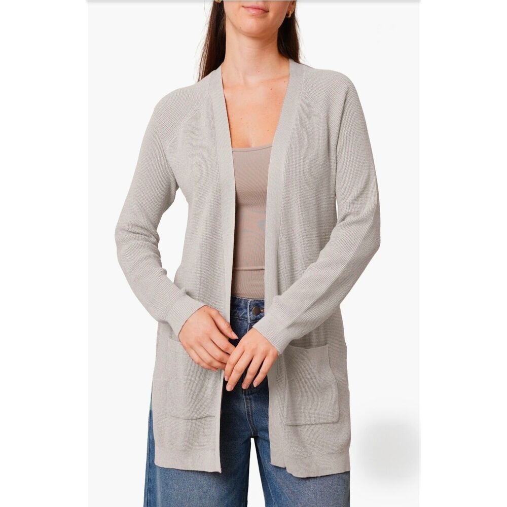 Cyrus Heather Gray Open Front Pocket Cardigan Size Small